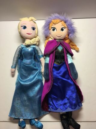 Set Of 2 21” Anna And Elsa Dolls Plush From Disney’s Frozen Movie Girls Toys