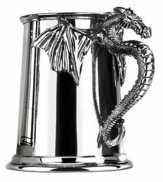 Alchemy England - Silver Dragon Tankard,  Metal Drinking,  Gothic Fantasy Medieval