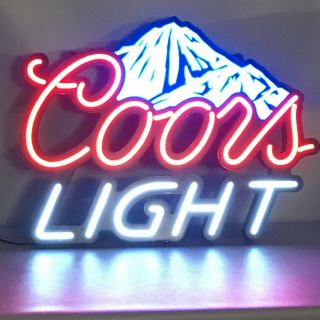 Coors Light Beer Sign Neon Style Led Man Cave Light Mountains Change 29 X 21