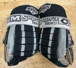 Vintage Nhl Pro Stock La Kings Ccm Supra M - Hg115 Ice Hockey Gloves 15 " Large