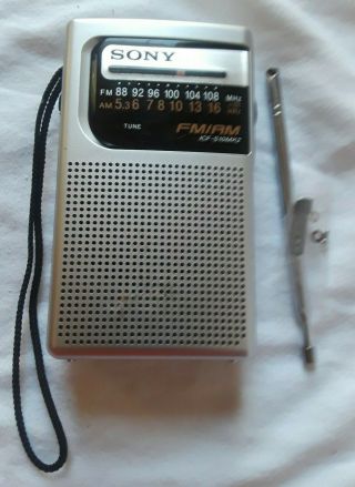 Vintage Silver Sony Icf - S10mk2 Am Fm Transistor Pocket Radio