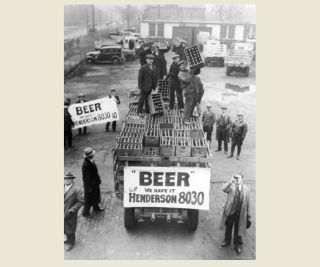 1933 Prohibition Repeal Beer Truck Photo,  Cases Of Beer Sign,  Cleveland Ohio