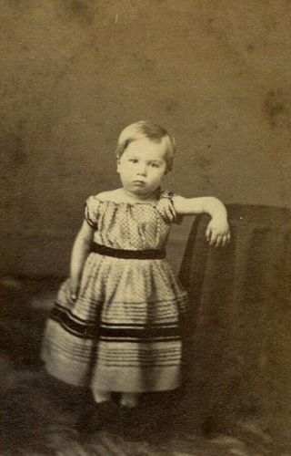 Civil War Era Antique Cdv Photo Cute Little Girl Fashion Wm Stroud Norristown Pa