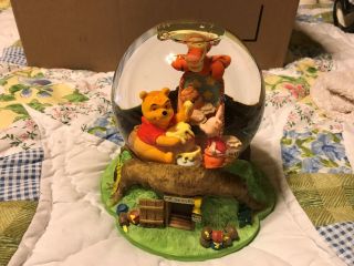 Winnie The Pooh 6 1/2”t Water Globe Music Box Tigger Piglet Disney Plays Theme