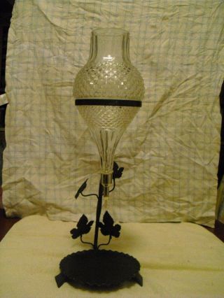 Vintage Aerater Wine Decantor With Austrian Crystal And Wrought Iron Base