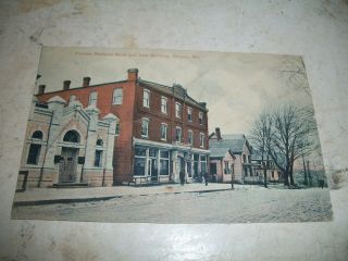 Vintage 1908 Postcard Peoples National Bank & Law Building Denton Md Maryland