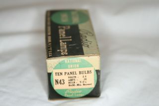 Nos Box Of 10 National Union 43 Light Bulbs Vintage Miniature Radio Panel Lamps