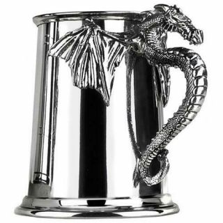 Alchemy Gothic - Silver Dragon Tankard.  Stunning Drinking Vessel Pint Beer Stein