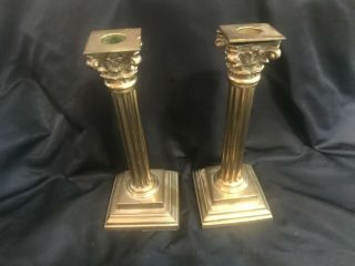 Pair Vintage 9 1/4 " Tall Brass Candlestick Candle Holders