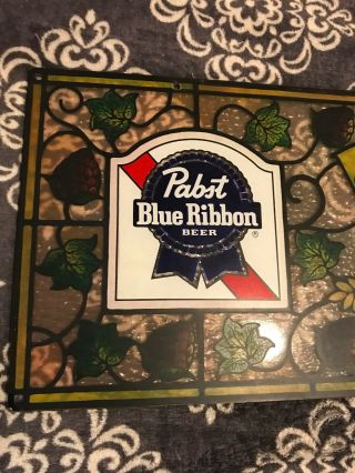 Pabst Blue Ribbon Beer PBR Faux Stained Glass Vintage Bar Sign Beer Sign 3