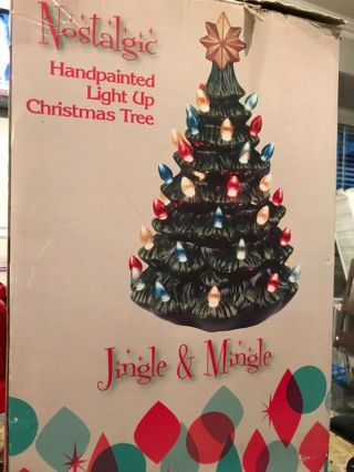 Vintage Cracker Barrel Hand - Painted Light Up Ceramic Christmas Tree