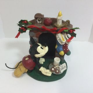 Vtg Resin Christmas Mickey Mouse Figurine Waiting For Santa Canon Falls Designed