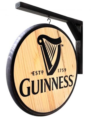 Guinness Draught Sign - Classic Double - Sided Pub Sign Design - Large 15 In.  Diam.