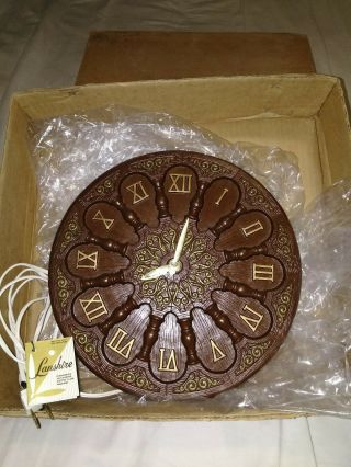 Vintage Lanshire Ceramic Electric Wall Clock Signed & Dated 1971 Un - W/tag