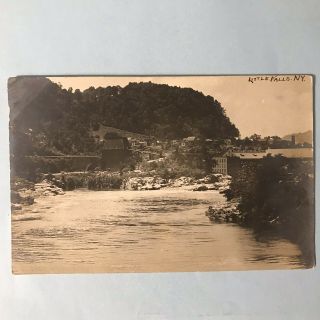 Little Falls York Ny Rppc Real Photo Postcard 1905 - 08 River