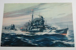 Japan Wwii Military Postcard Imperial Japanese Navy Cruiser Mogami Triple Turret
