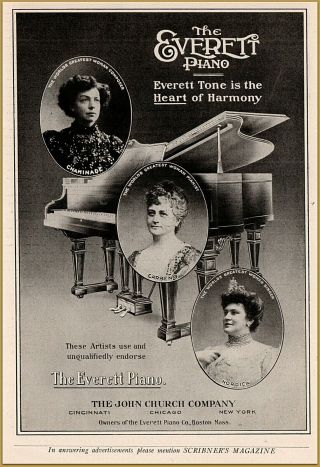 1909 E Everett Piano Chaminade Carreno Nordica Composer Pianist Opera Print Ad