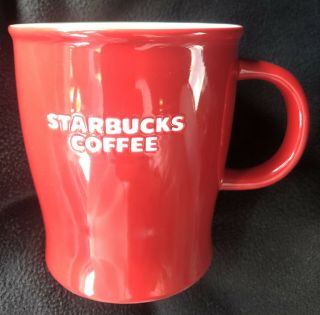 2008 Starbucks Coffee Mug Red And White Coffee Cup 14 Oz