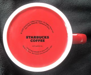 2008 Starbucks Coffee Mug Red and White Coffee Cup 14 Oz 3