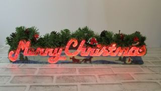 Vintage Illuminated Greeting Sign Lighted Merry Christmas Electric Wall Hanging