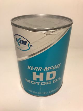 Vintage Kerr - Mcgee Km Motor Oil Hd Paper Can Quart Advertising Sae 20 - 20w