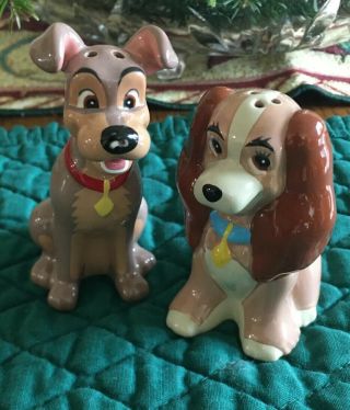 Disney Lady And The Tramp Salt & Pepper Shaker Set.  Pre Owned