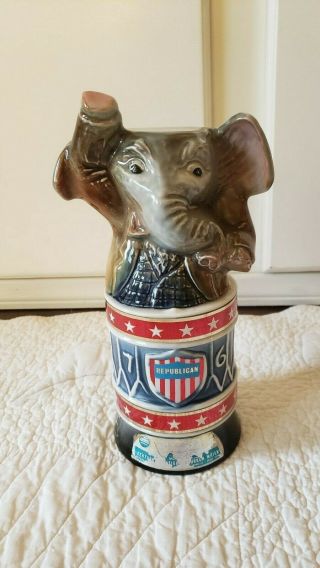 Vintage Jim Beam Republican Elephant Decanter Kentucky Bourbon Whiskey Ceramic
