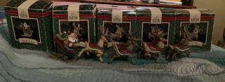 Hallmark Santa & Reindeer Ornaments 1992 Set Of 5