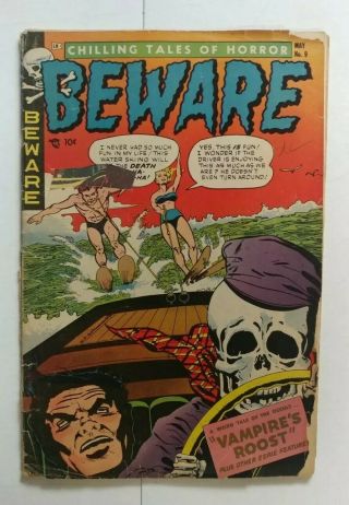 Beware 9 1954,  Trojan Magazines Vhtf Hollingsworth Pch Comic Book Violent Hot