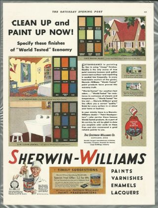 1931 Sherwin - Williams Paint Advertisement,  Color Samples,  Modern Paints