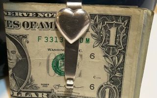 Vintage Tiffany & Co Makers Sterling Money Clip Silver Heart