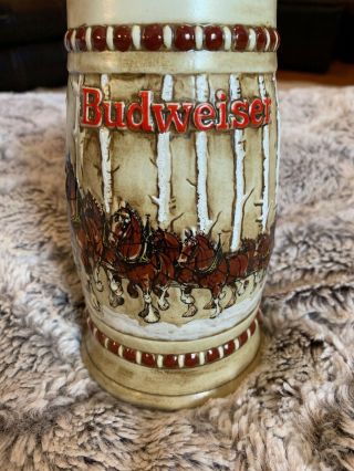 1981 Budweiser Clydesdale Horse Beer Stein Cs - 50 Christmas 2nd Holiday Bar Mug