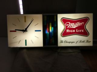 Miller High Life Beer Sign - Lighted Clock - 1970s