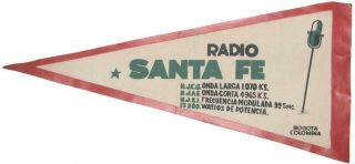 1960 Qsl - Pennant: Radio Santa Fe,  Bogota,  Colombia