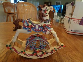 Large Carousel Horse Music Box Plays Memory Rocks With The Music