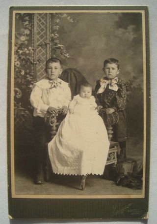 Carroll Ia Studio Baby,  Chair; Two Boys Vintage Clothing Old Cabinet Photo No Id