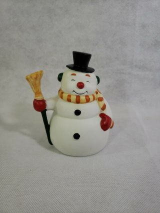 Vintage Ceramic Frosty The Snowman Music Box.  Musical Figurine Christmas 5.  75 " L