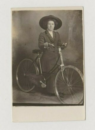 Vintage Photo Glamour Woman Cycling Bike Bicycle Fashion Large Hat Fd241