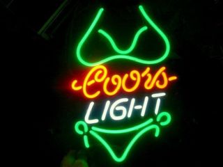 Neon Light Coors Light Green Bikini Beer Bar Tn Iphone Lamp Corona Sign 13 " X8 "