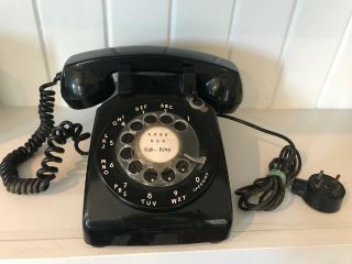 Vintage 1950s Black Rotary Dial Desk Phone Telephone