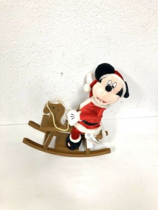 Gemmy Industries Disney Christmas Mickey Mouse Plush On Rocking Horse