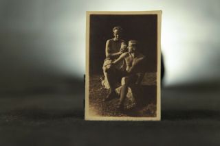Aceo Vintage Photo Gay Couple With Bird,  1930 