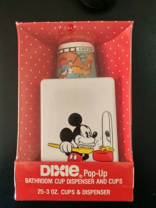 Nib - Vintage Walt Disney Mickey Mouse Dixie Cup Holder Dispenser Bathroom Decor