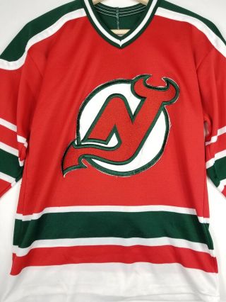 Vtg 90s Jersey Devils Fetisov 2 CCM Maska Sewn Red NHL Hockey Jersey Y XL 2