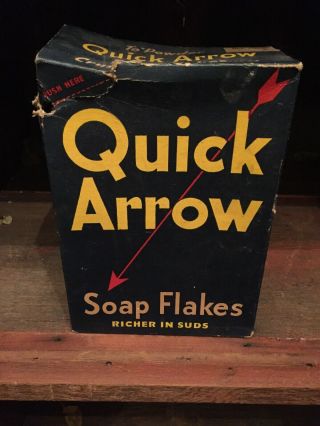 Vintage Quick Arrow Soap Flakes 21 Oz Box " Richer In Suds " - Old Stock Nos