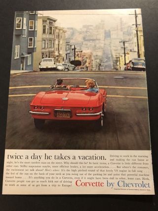 1961 Chevrolet Corvette Sting Ray Advertisement Red Convertible Vette