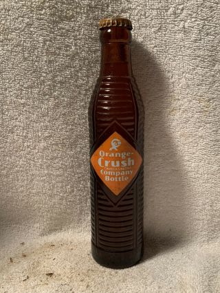 Full 7oz Orange Crush Amber Embossed Acl Soda Bottle