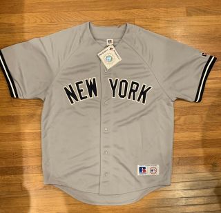 Vintage Russell Athletic York Yankees Gray Jersey Size Medium Nwt Mlb
