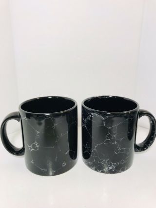 Vintage Waechtersbach Set Of 2 Black Marbled Coffee Mug Cup West Germany Rare