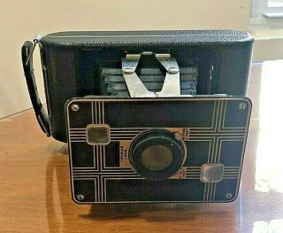 Kodak Jiffy Six - 20 Folding Camera With Twindar Lens & Leather Case